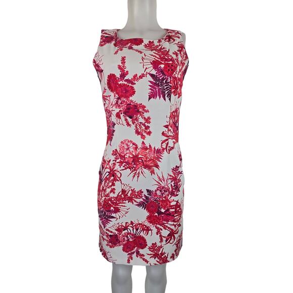 Mario Serrani Italy Red White Floral Sleeveless Women's Dress 6 - Picture 1 of 4